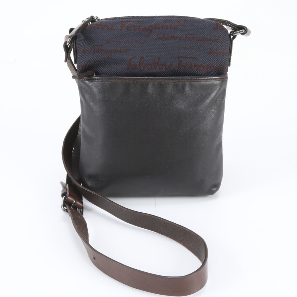 Salvatore Ferragamo FZ 24 Leather Shoulder Bag Messenger Brown Men's